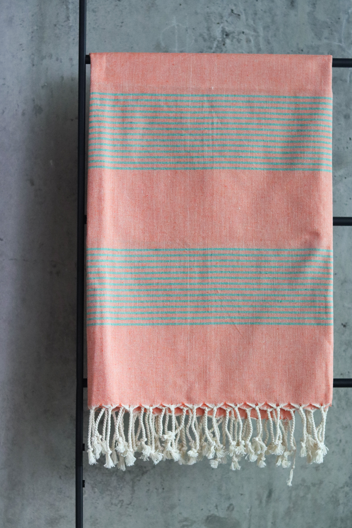 Salmon teal stripes rack
