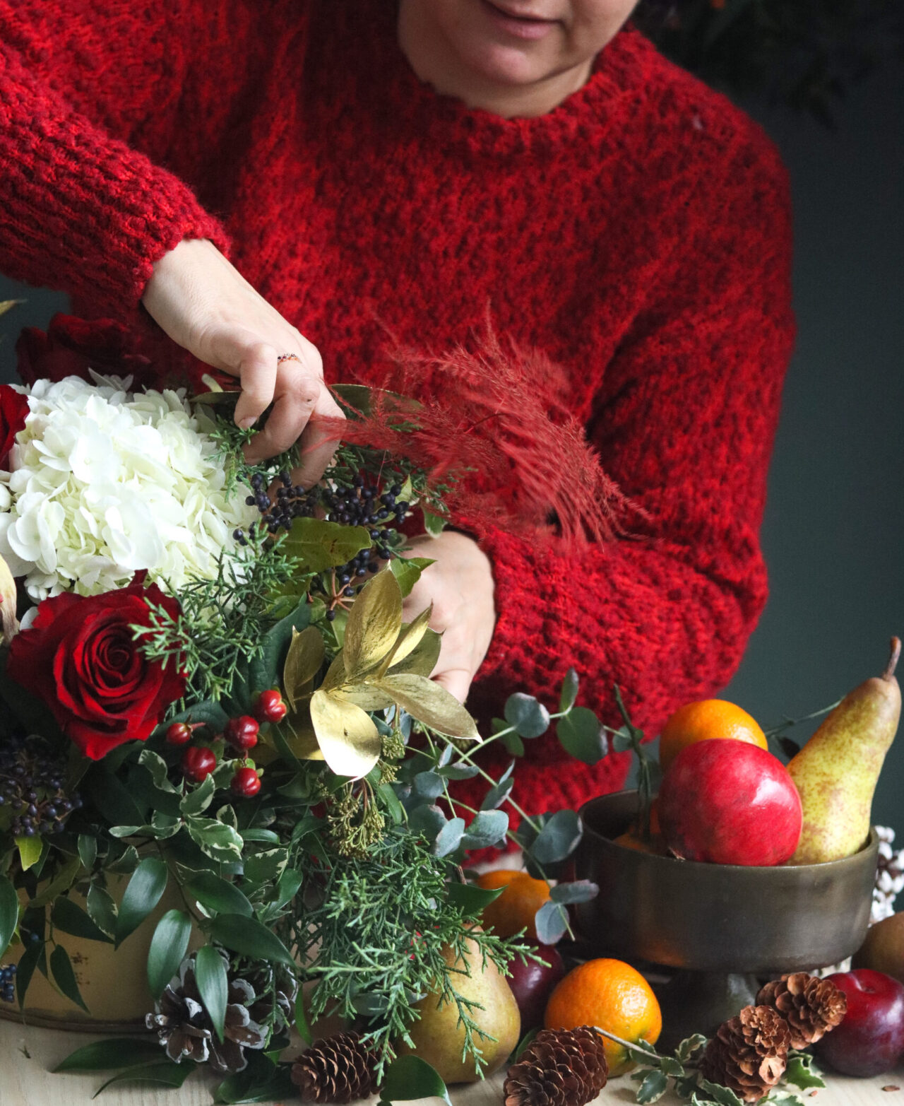 festive centrepeice workshop closeup